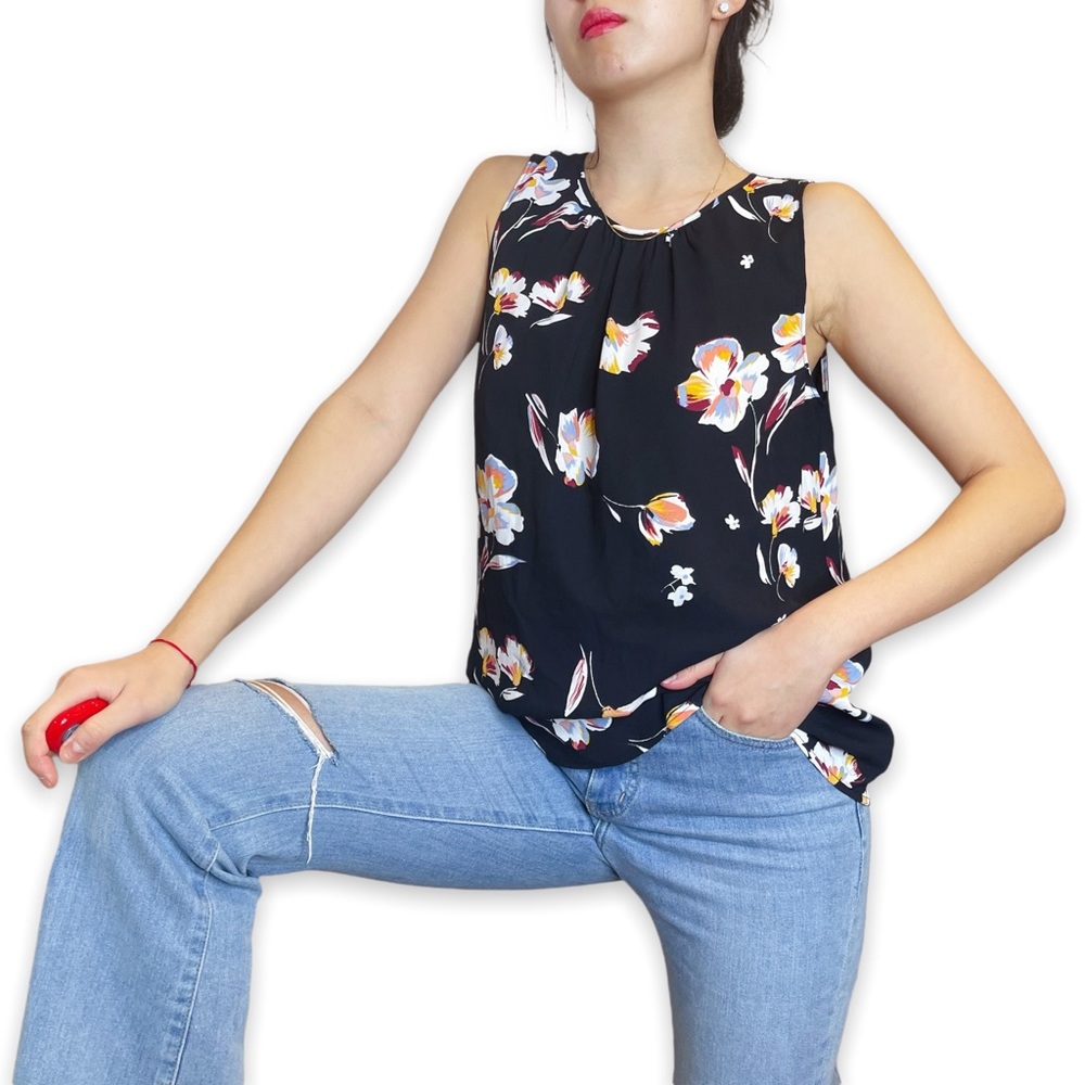 Nordstrom Halogen Floral Print Crewneck Sleeveless Blouse Size S - Picture 14 of 16